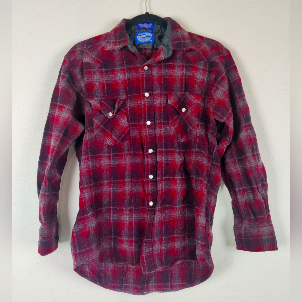 Pendleton Red and Gray Plaid Casual Button Down Shirt